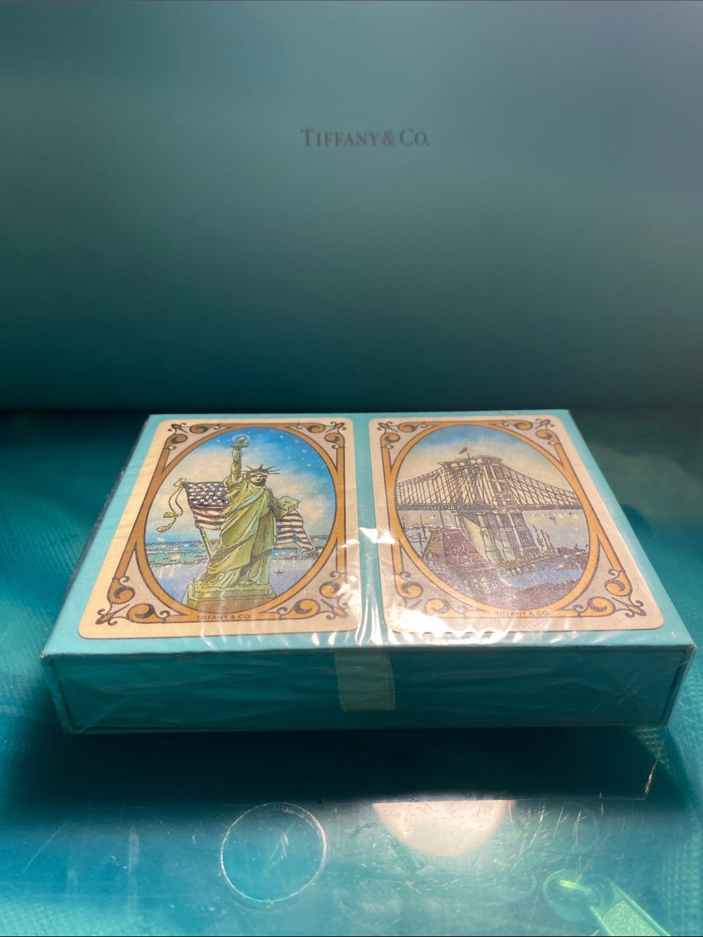 Vintage Tiffany & Co. Playing Card Set with Statue of Liberty & Brooklyn Bridge